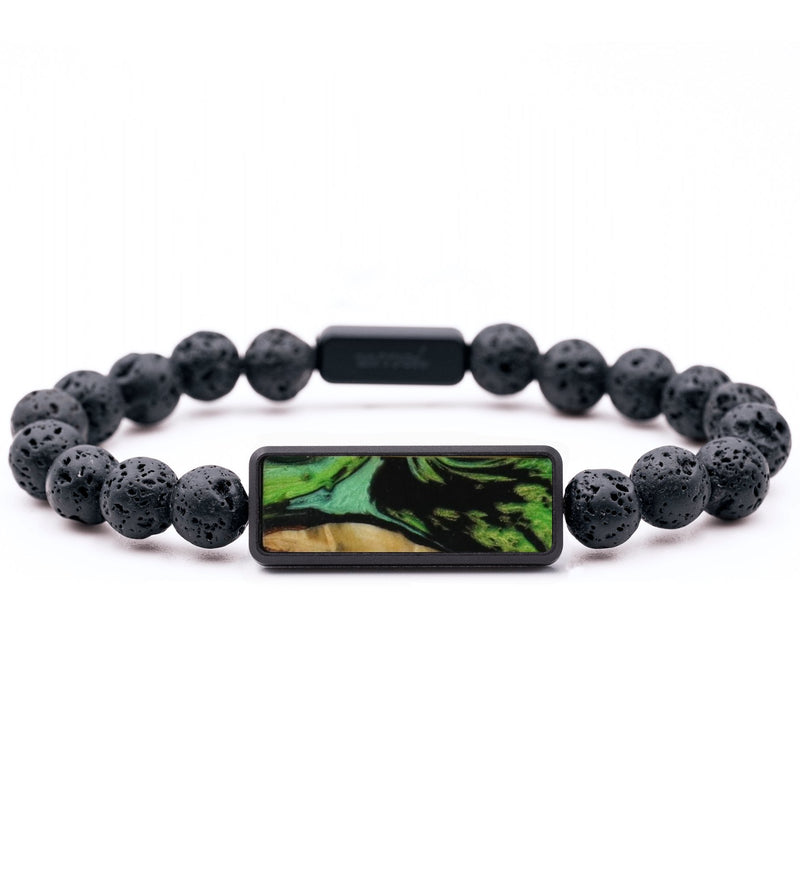 Lava Bead Wood Bracelet - Tanya (Green, 819152)