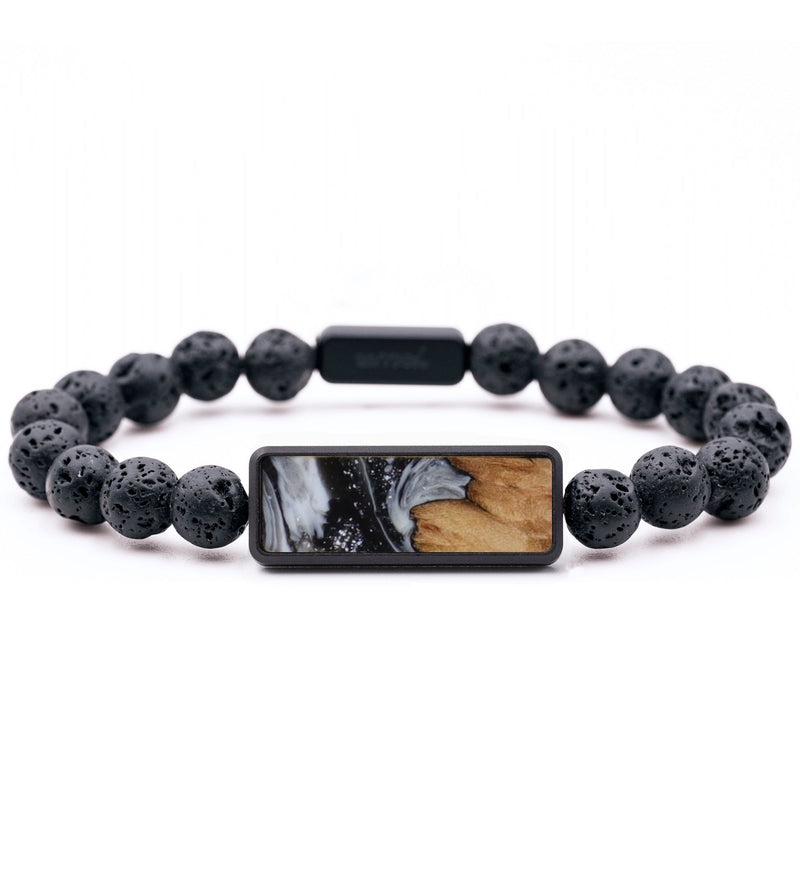 Lava Bead Wood Bracelet - Preston (Black & White, 819159)