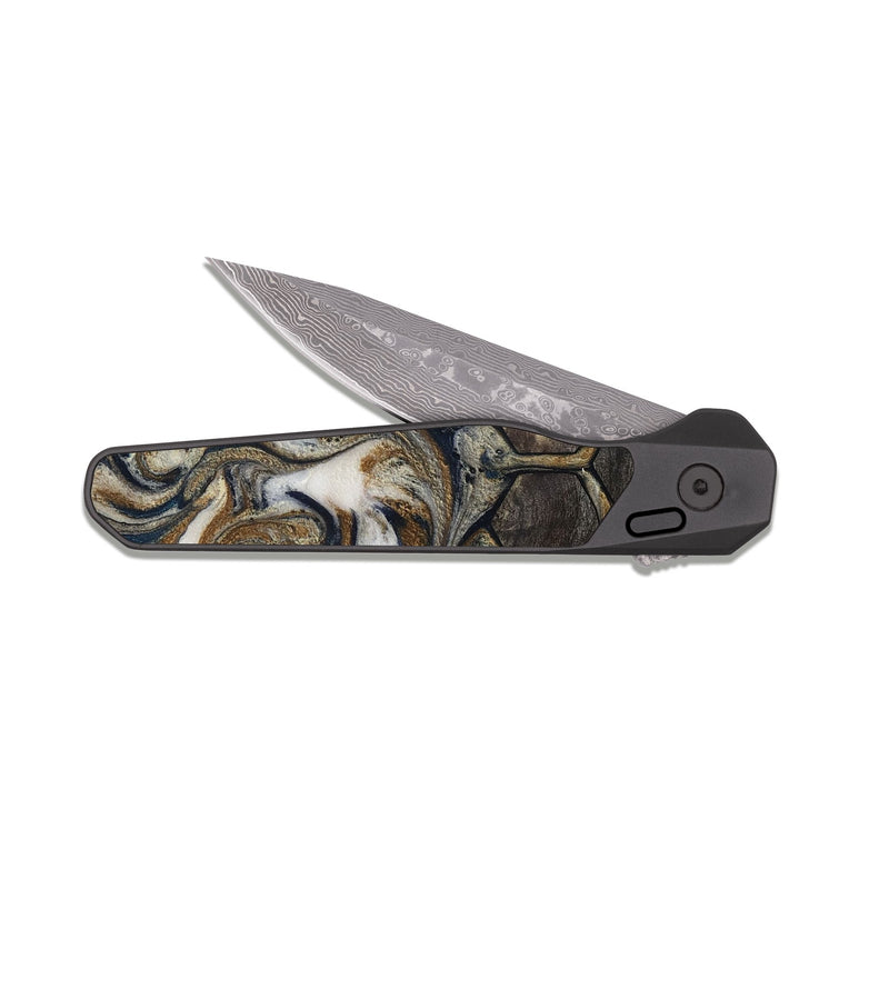 EDC Dark Damascus Wood Pocket Knife - Mariel (Pattern, 819171)