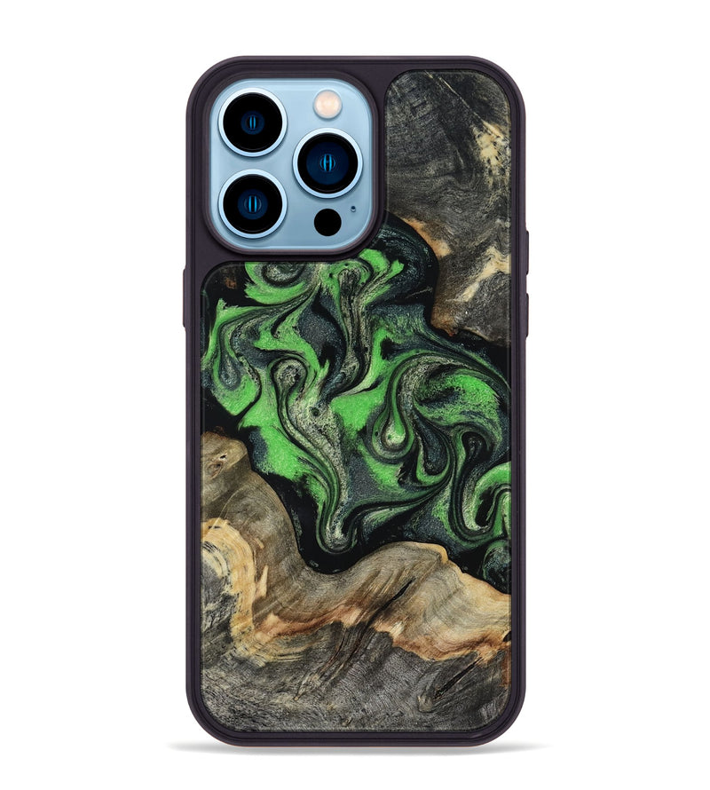 iPhone 14 Pro Max Wood Phone Case - Eulalia (Green, 819173)