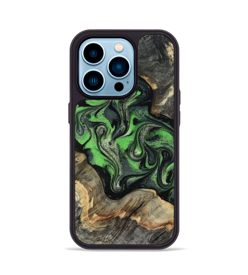 iPhone 14 Pro Wood Phone Case - Eulalia (Green, 819173)