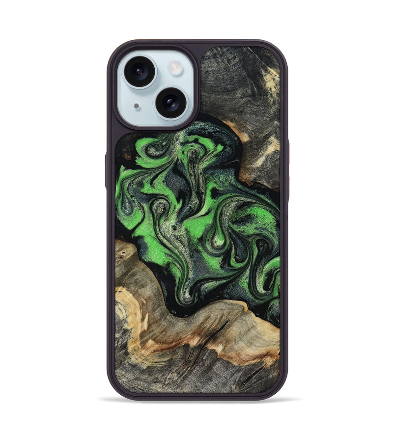 iPhone 15 Wood Phone Case - Eulalia (Green, 819173)
