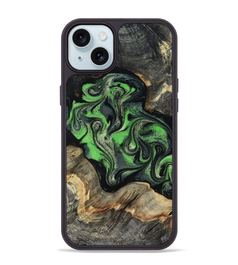 iPhone 15 Plus Wood Phone Case - Eulalia (Green, 819173)