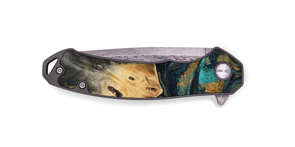 EDC Wood Pocket Knife - Agnes (Teal & Gold, 819175)