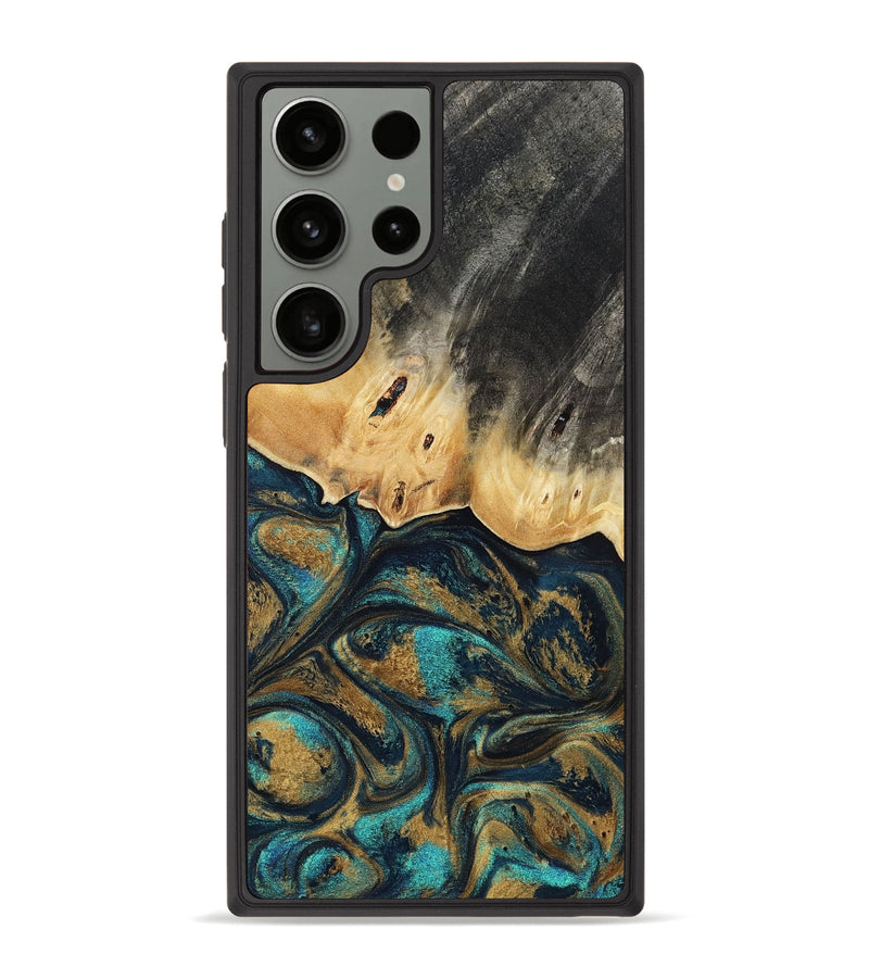 Galaxy S23 Ultra Wood Phone Case - Agnes (Teal & Gold, 819175)