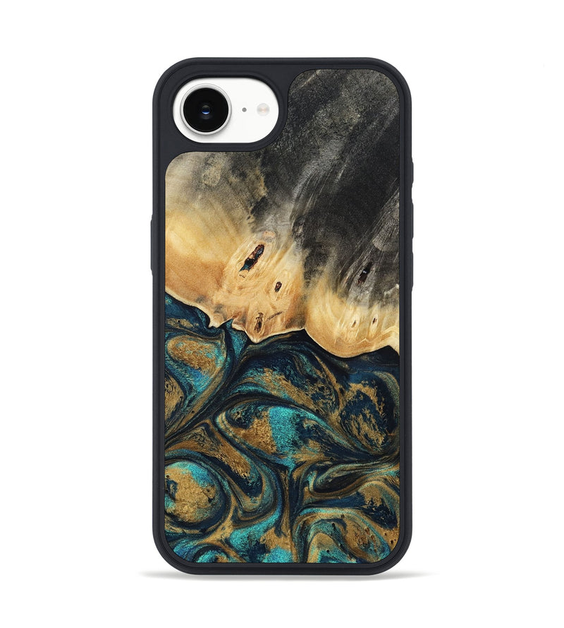 iPhone 17e Wood Phone Case - Agnes (Teal & Gold, 819175)