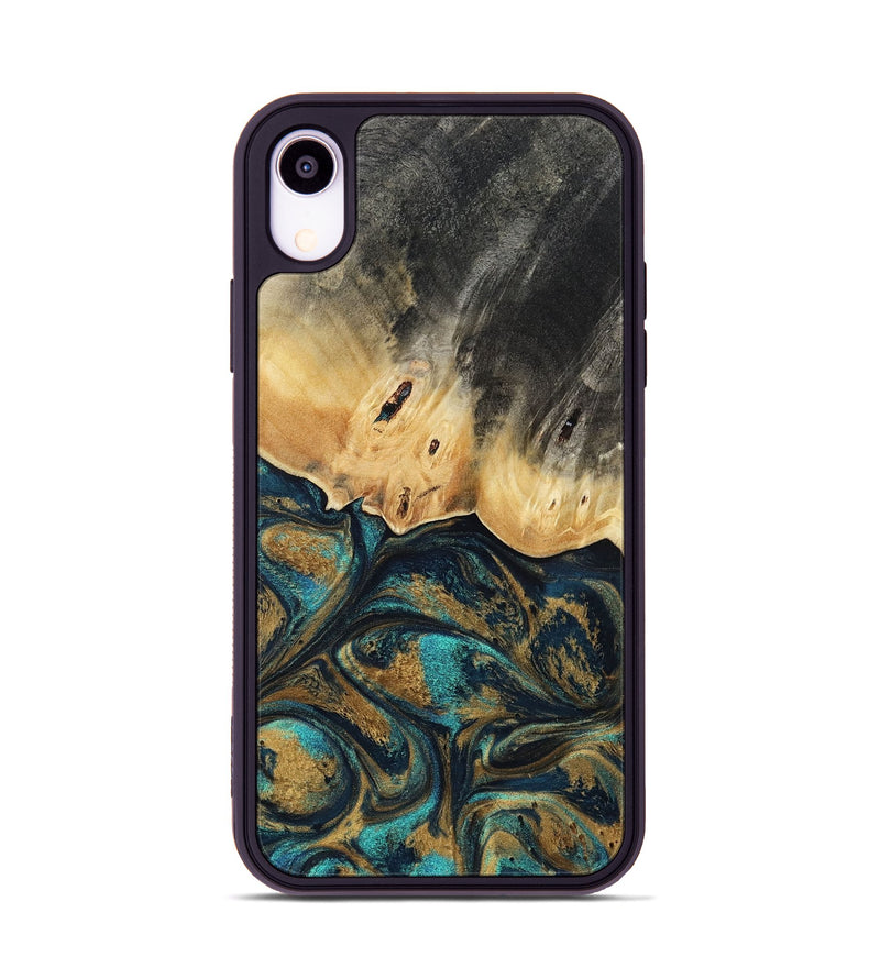 iPhone Xr Wood Phone Case - Agnes (Teal & Gold, 819175)