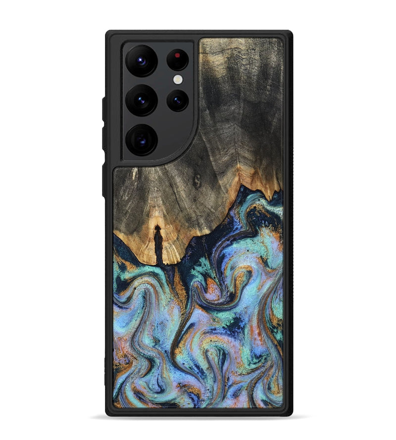 Galaxy S22 Ultra Wood Phone Case - Duncan (Teal & Gold, 819176)