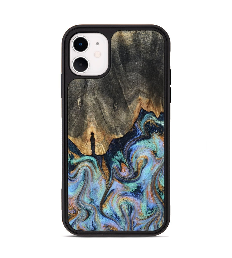 iPhone 11 Wood Phone Case - Duncan (Teal & Gold, 819176)