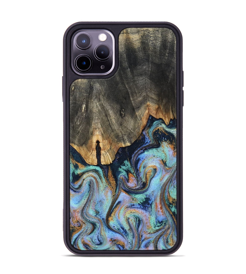 iPhone 11 Pro Max Wood Phone Case - Duncan (Teal & Gold, 819176)