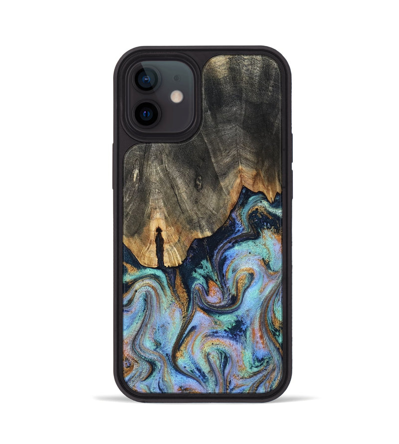 iPhone 12 Wood Phone Case - Duncan (Teal & Gold, 819176)