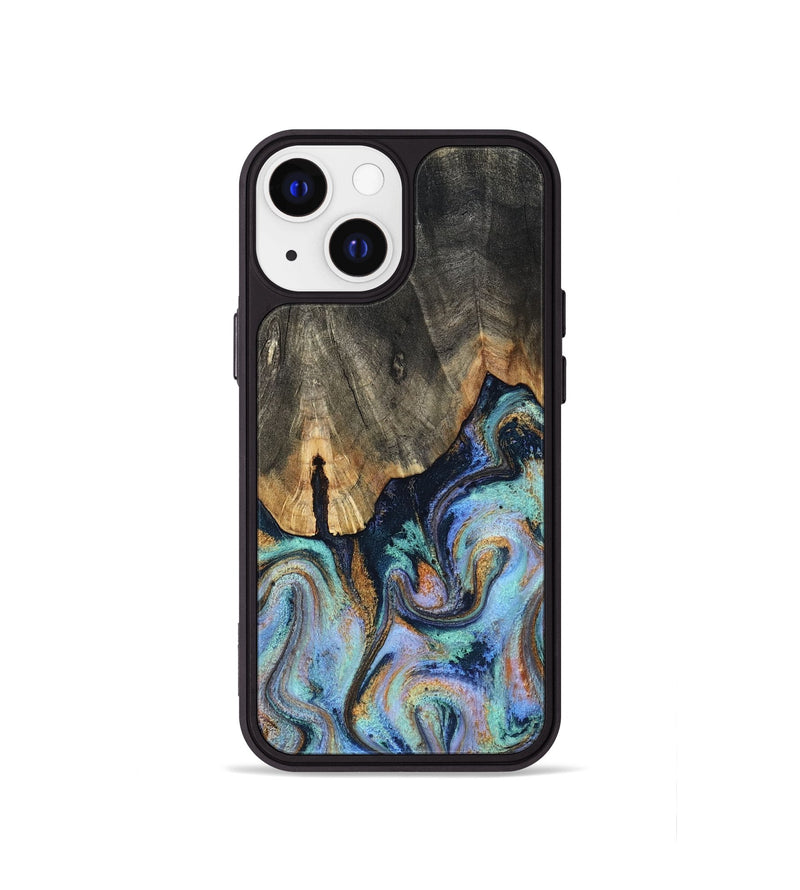 iPhone 13 mini Wood Phone Case - Duncan (Teal & Gold, 819176)