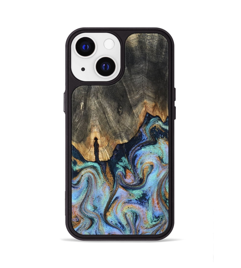 iPhone 13 Wood Phone Case - Duncan (Teal & Gold, 819176)