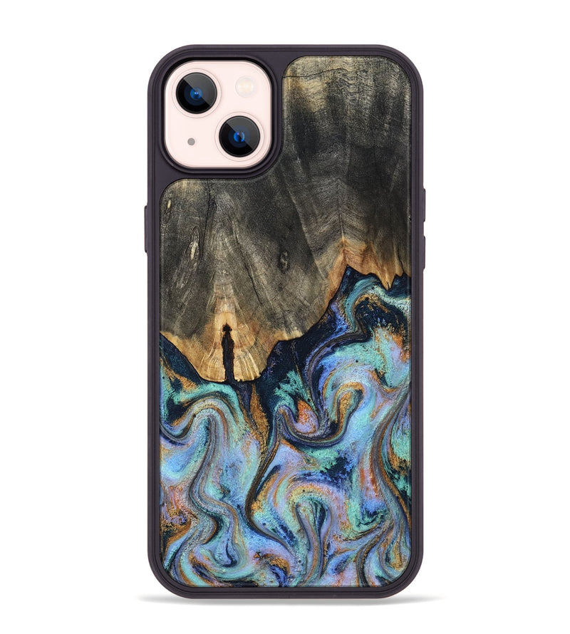 iPhone 14 Plus Wood Phone Case - Duncan (Teal & Gold, 819176)