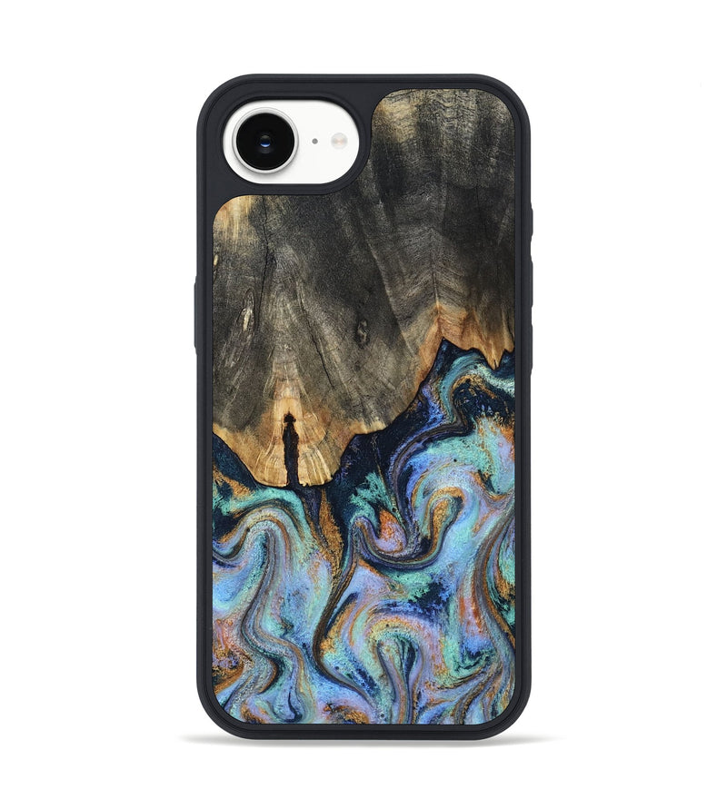 iPhone 16e Wood Phone Case - Duncan (Teal & Gold, 819176)