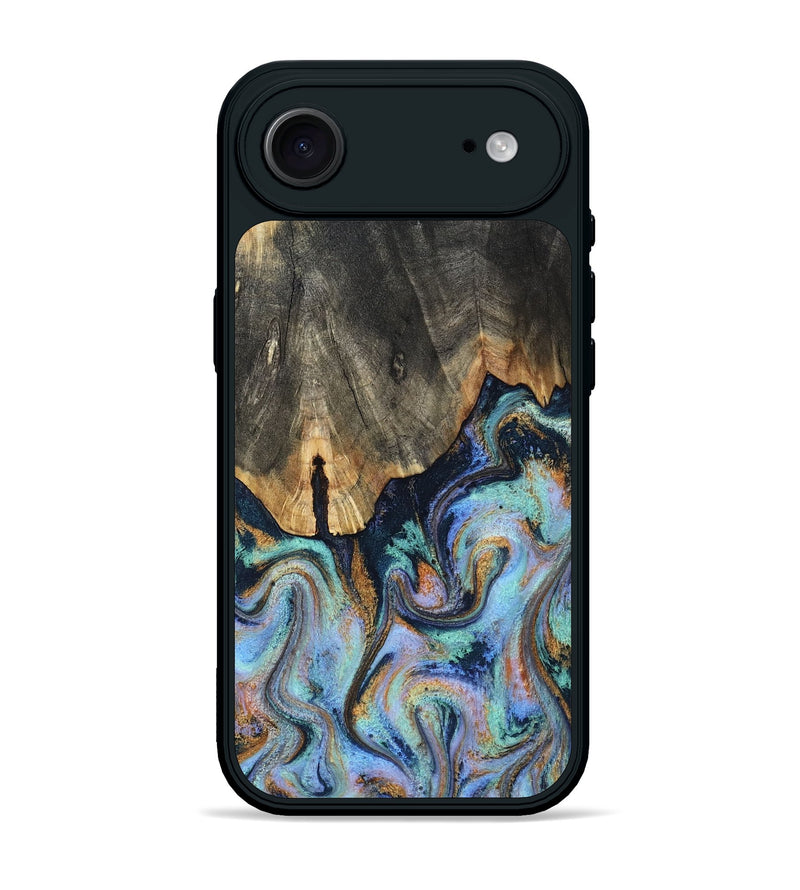 iPhone 17 Air Wood Phone Case - Duncan (Teal & Gold, 819176)