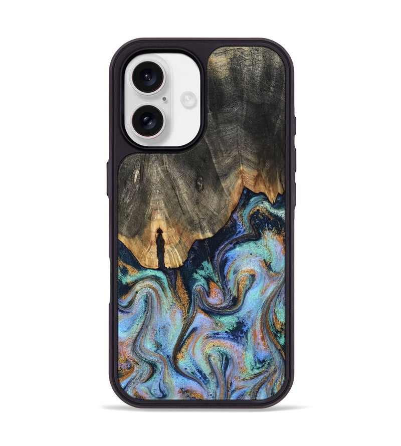 iPhone 17 Wood Phone Case - Duncan (Teal & Gold, 819176)