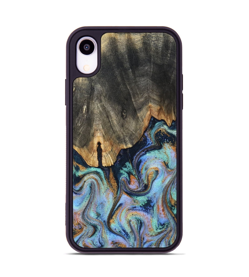 iPhone Xr Wood Phone Case - Duncan (Teal & Gold, 819176)