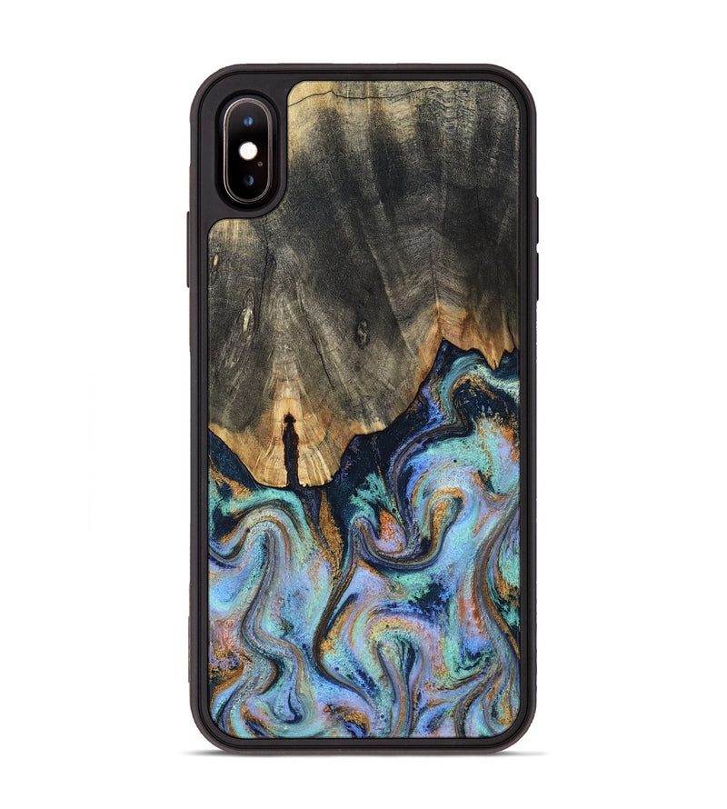 iPhone Xs Max Wood Phone Case - Duncan (Teal & Gold, 819176)