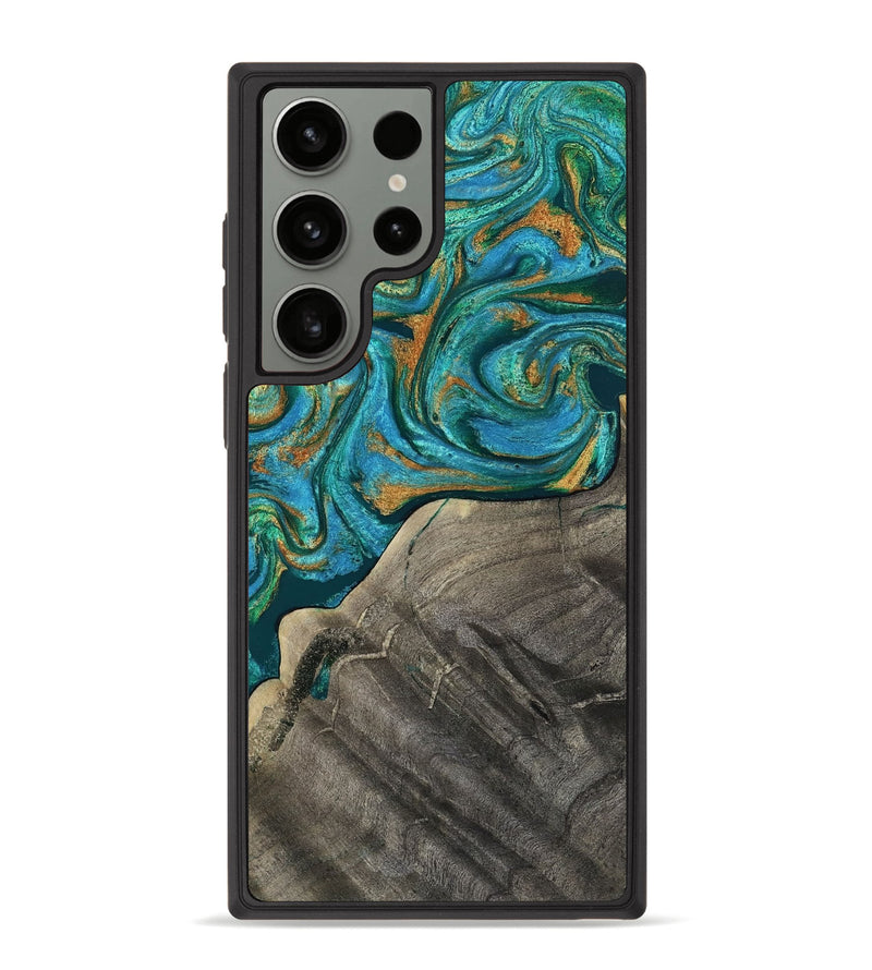 Galaxy S23 Ultra Wood Phone Case - Ocie (Teal & Gold, 819177)