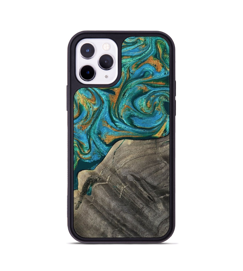 iPhone 11 Pro Wood Phone Case - Ocie (Teal & Gold, 819177)
