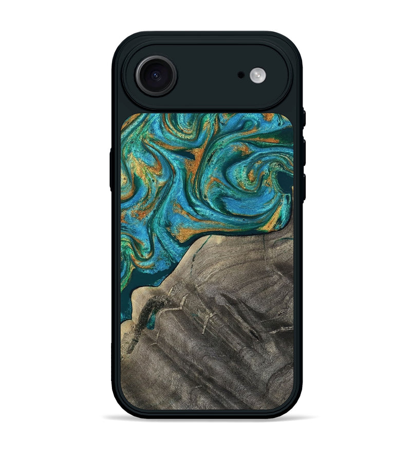 iPhone 17 Air Wood Phone Case - Ocie (Teal & Gold, 819177)