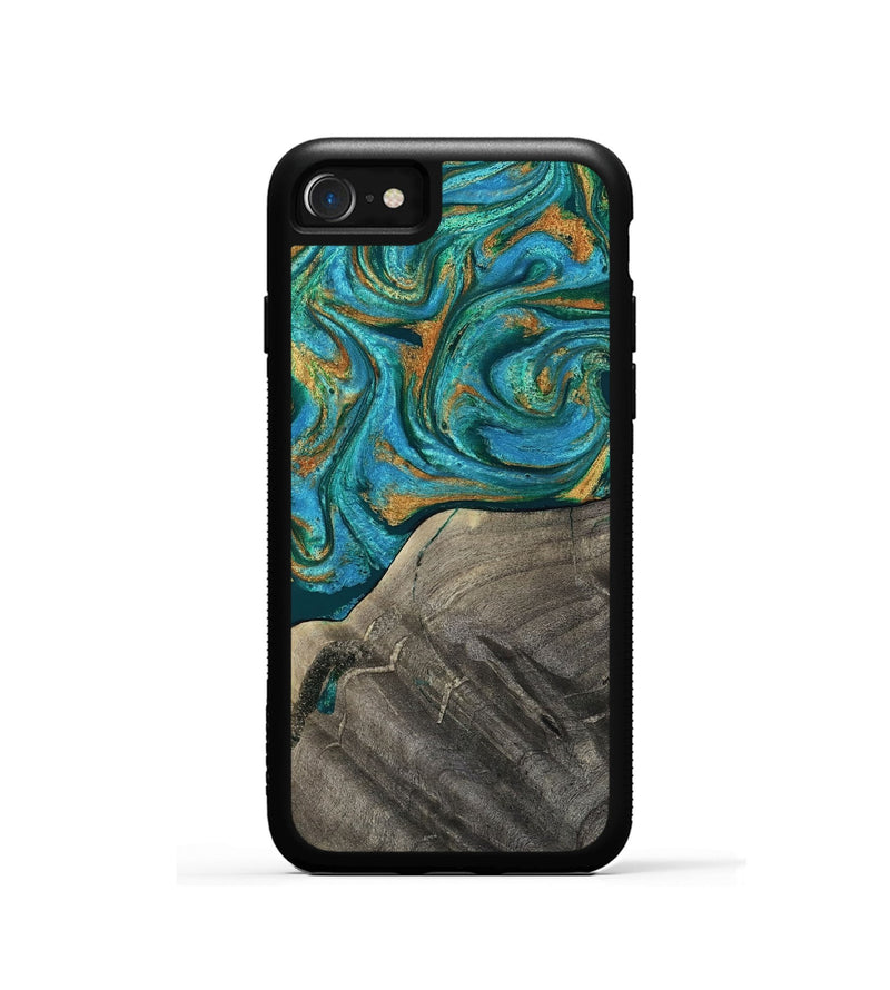 iPhone SE Wood Phone Case - Ocie (Teal & Gold, 819177)