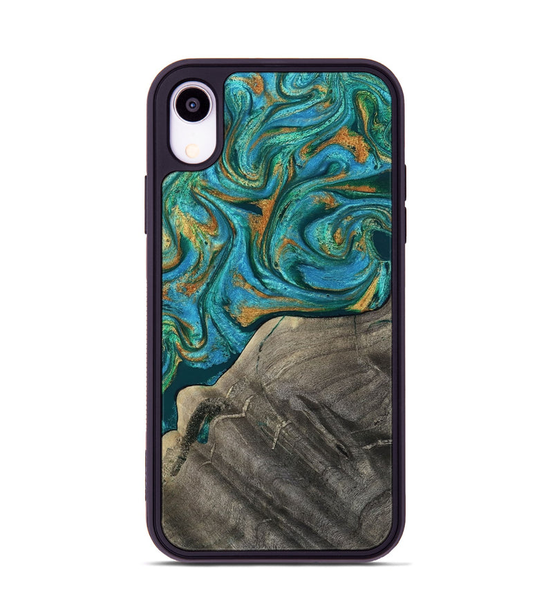 iPhone Xr Wood Phone Case - Ocie (Teal & Gold, 819177)