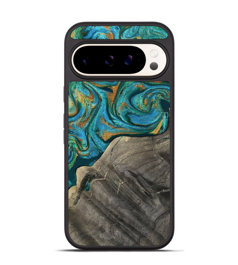 Pixel 9 Pro Wood Phone Case - Ocie (Teal & Gold, 819177)