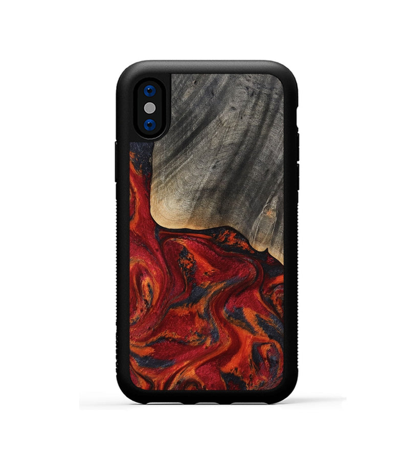 iPhone Xs Wood Phone Case - Aila (Red, 819184)