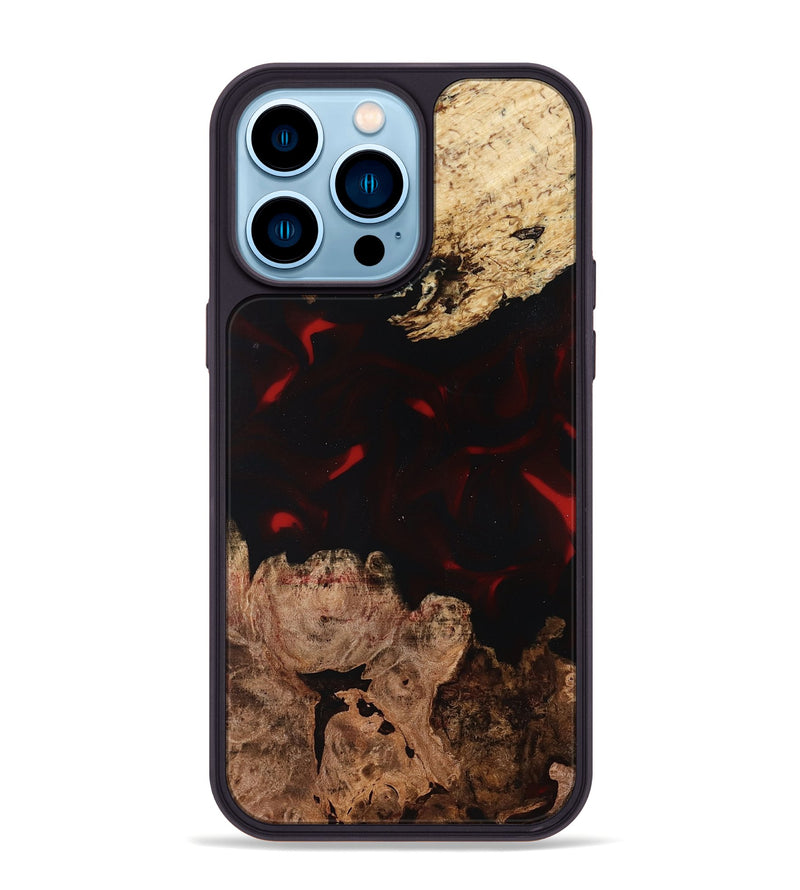 iPhone 14 Pro Max Wood Phone Case - Jasmin (Red, 819186)