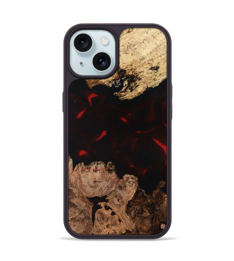 iPhone 15 Wood Phone Case - Jasmin (Red, 819186)