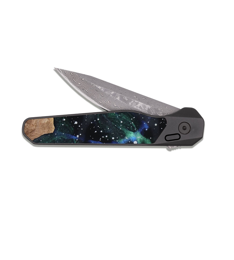 EDC Dark Damascus Wood Pocket Knife - Aliya (Cosmos, 819191)