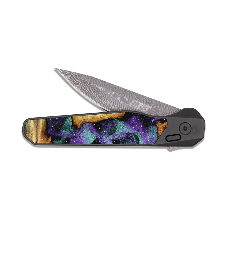 EDC Dark Damascus Wood Pocket Knife - Lonnie (Cosmos, 819195)