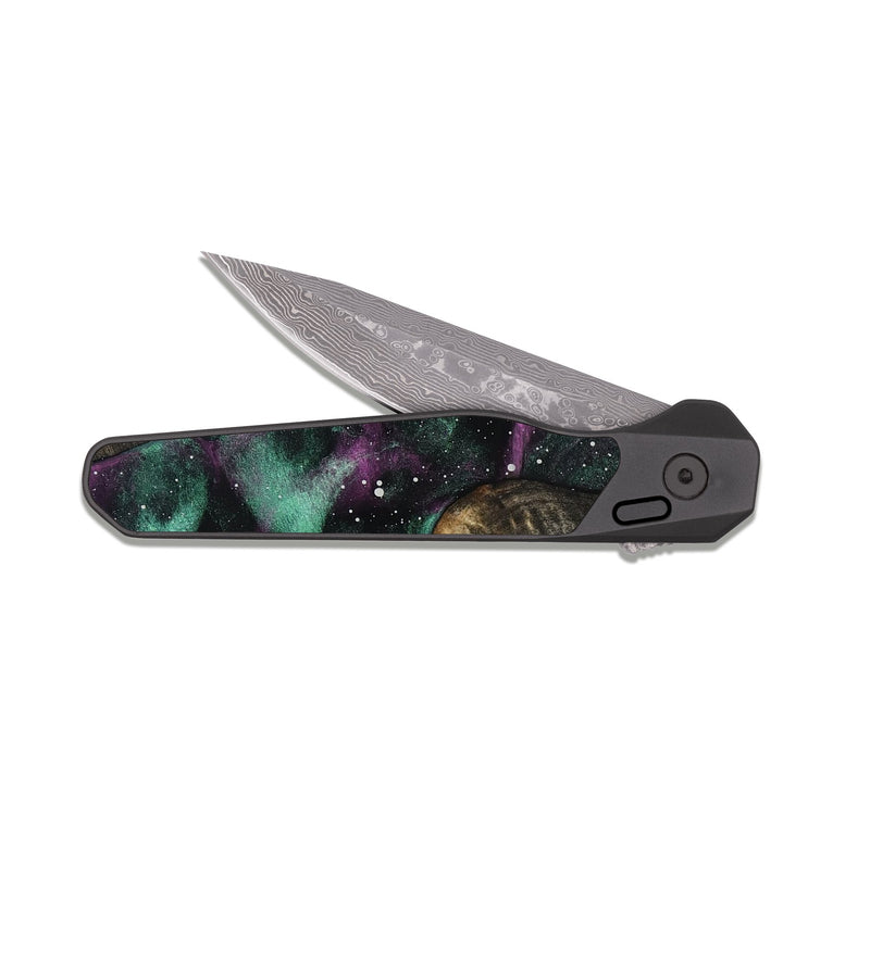 EDC Dark Damascus Wood Pocket Knife - Cortney (Cosmos, 819196)