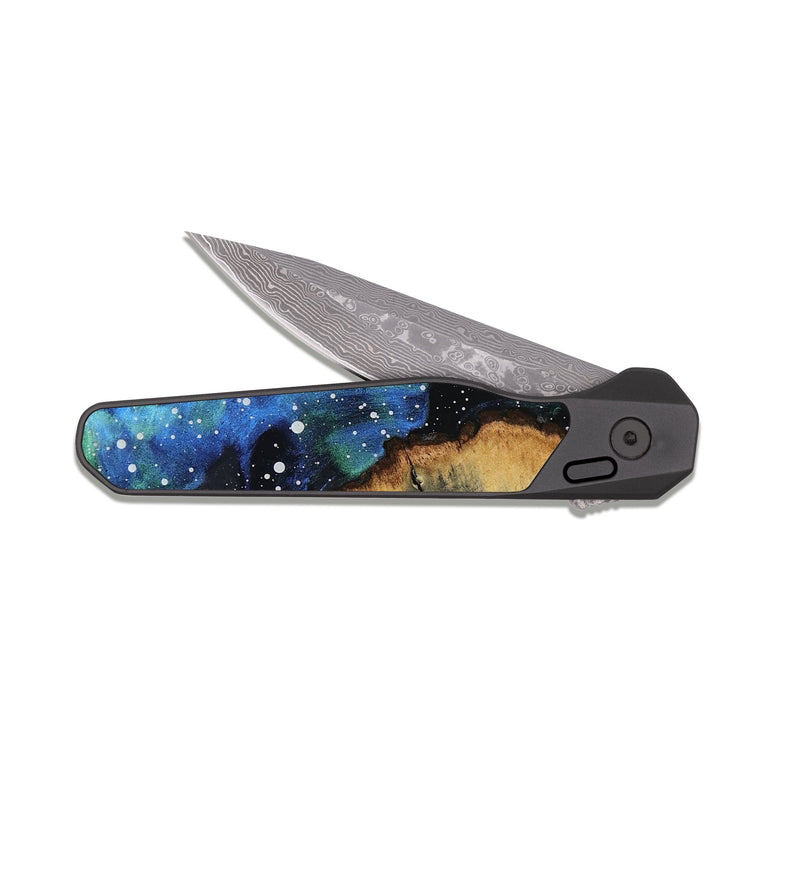 EDC Dark Damascus Wood Pocket Knife - Neveah (Cosmos, 819197)