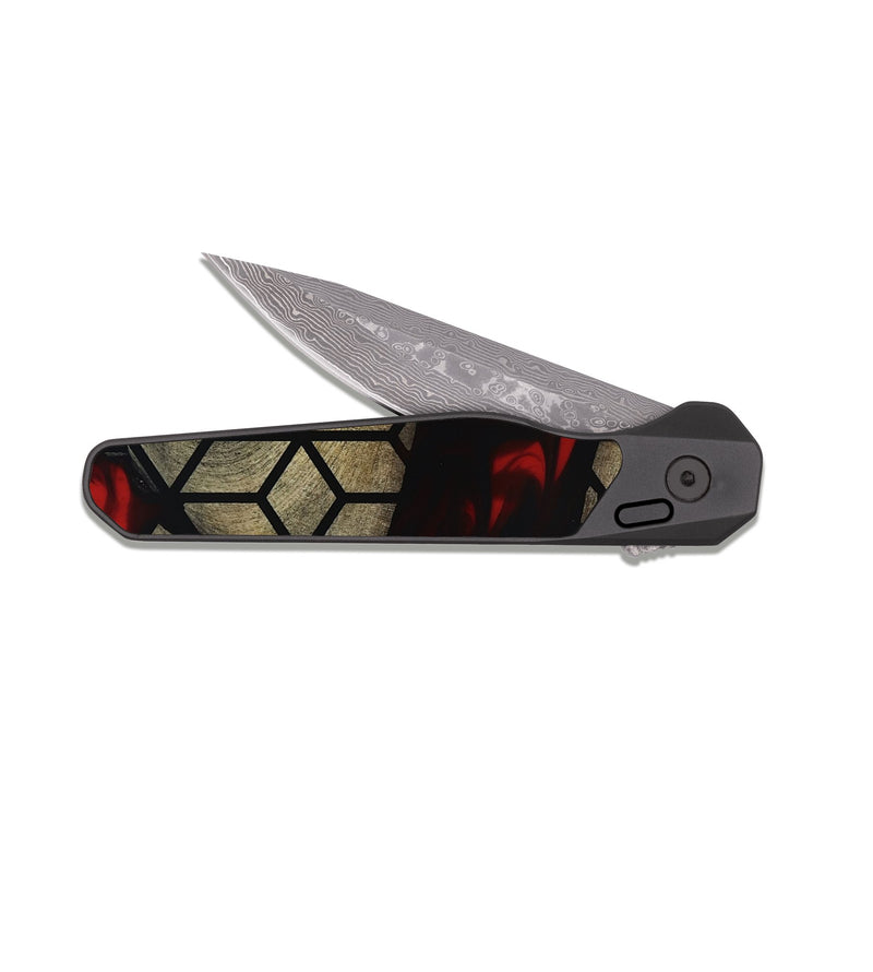 EDC Dark Damascus Wood Pocket Knife - Amara (Pattern, 819203)