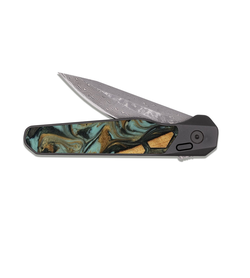 EDC Dark Damascus Wood Pocket Knife - Cary (Pattern, 819204)