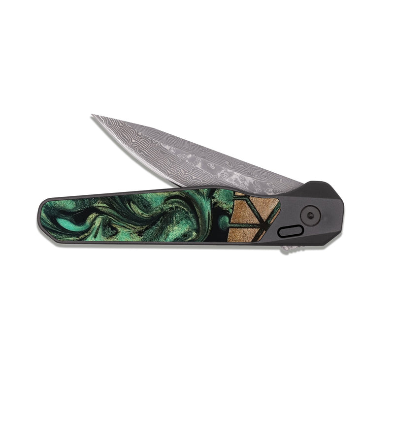 EDC Dark Damascus Wood Pocket Knife - Benita (Pattern, 819206)