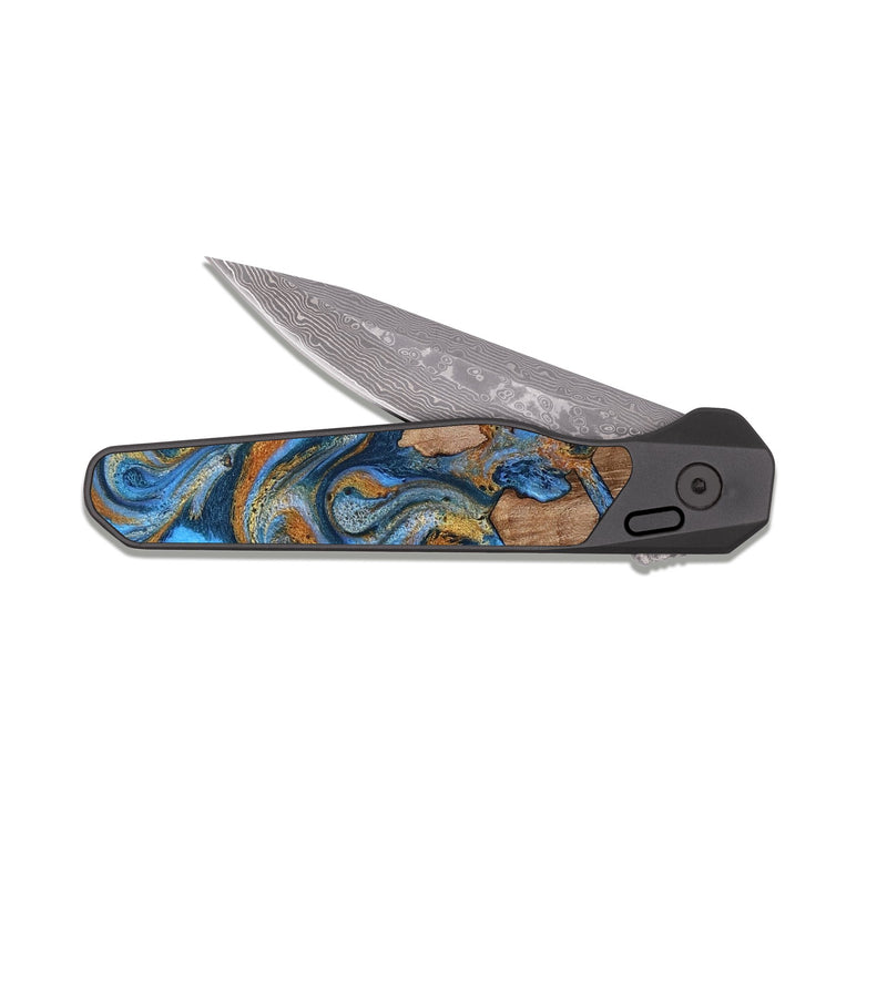 EDC Dark Damascus Wood Pocket Knife - Jordan (Pattern, 819207)