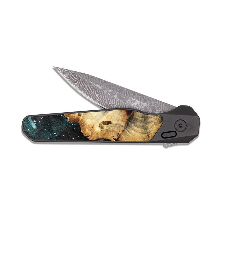 EDC Dark Damascus Wood Pocket Knife - Keily (Cosmos, 819213)