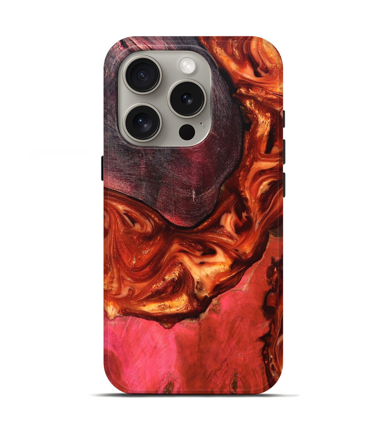iPhone 16 Pro Wood Live Edge Phone Case - Dasia (Red, 819223)