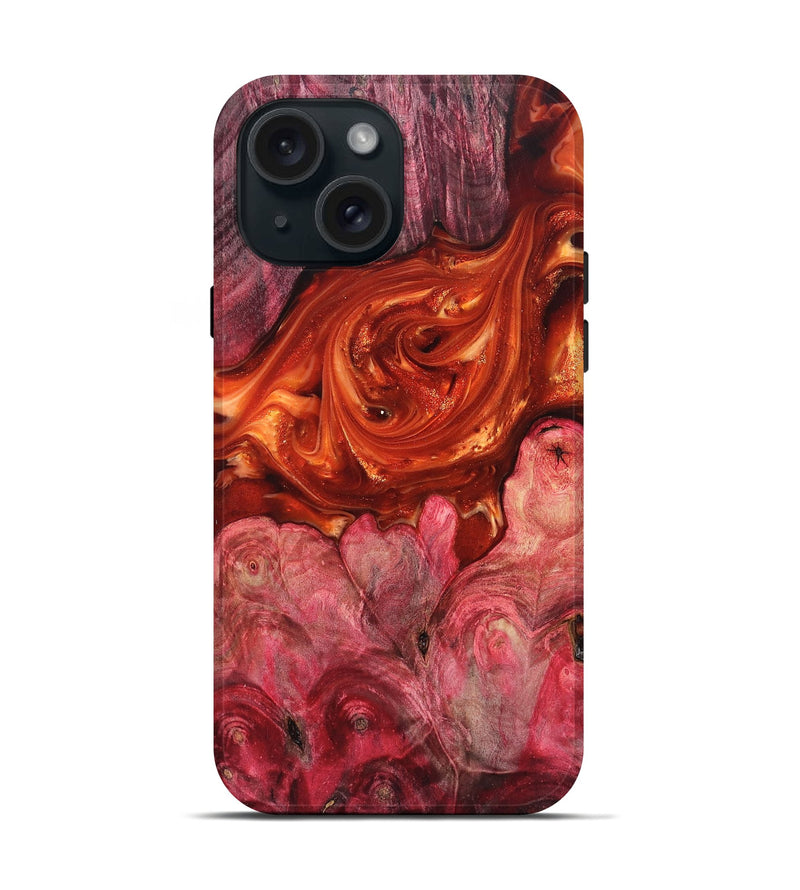iPhone 15 Wood Live Edge Phone Case - Ivan (Red, 819225)