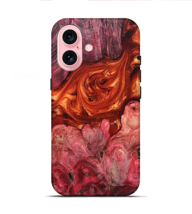 iPhone 16 Wood Live Edge Phone Case - Ivan (Red, 819225)