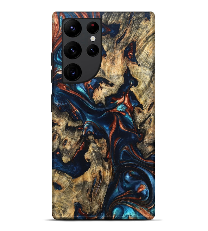 Galaxy S22 Ultra Wood Live Edge Phone Case - Rowland (Teal & Gold, 819229)