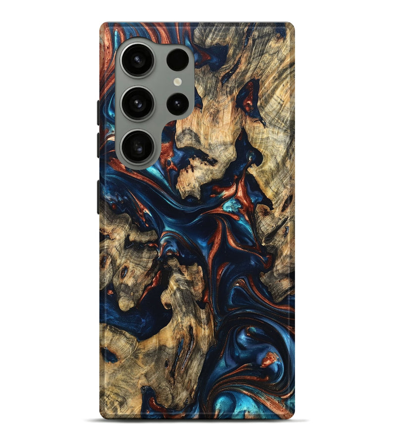 Galaxy S24 Ultra Wood Live Edge Phone Case - Rowland (Teal & Gold, 819229)
