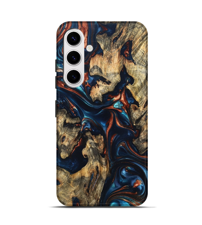 Galaxy S25 Wood Live Edge Phone Case - Rowland (Teal & Gold, 819229)