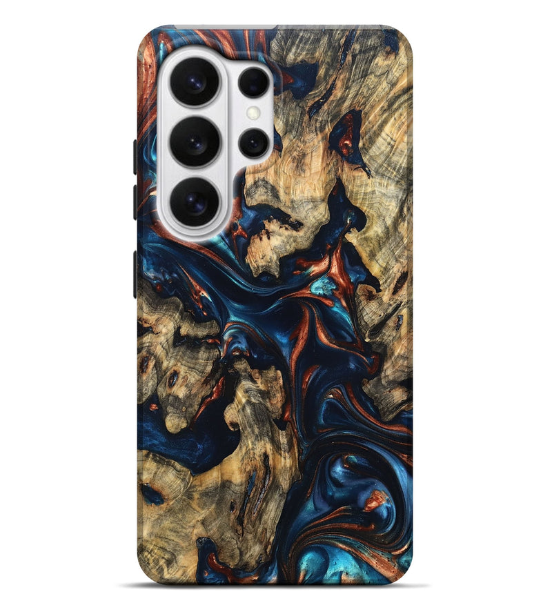 Galaxy S26 Ultra Wood Live Edge Phone Case - Rowland (Teal & Gold, 819229)