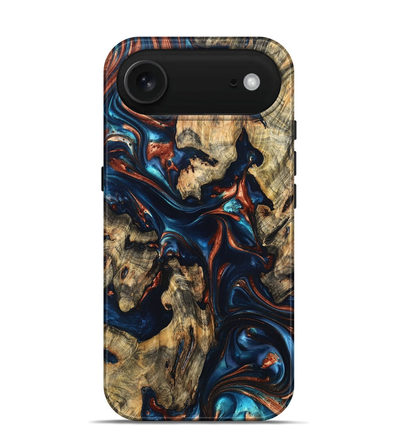 iPhone 17 Air Wood Live Edge Phone Case - Rowland (Teal & Gold, 819229)