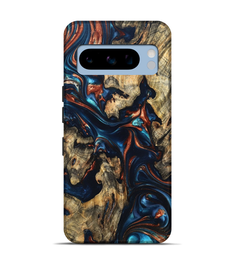 Pixel 8 Pro Wood Live Edge Phone Case - Rowland (Teal & Gold, 819229)
